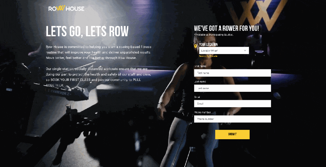 Row House landing page